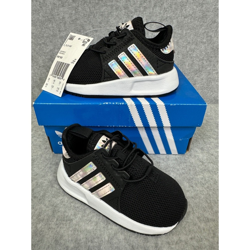 Adidas‎ X_PLR Infant Toddler Black Iridescent Stripe Sneakers Shoes Size 5K